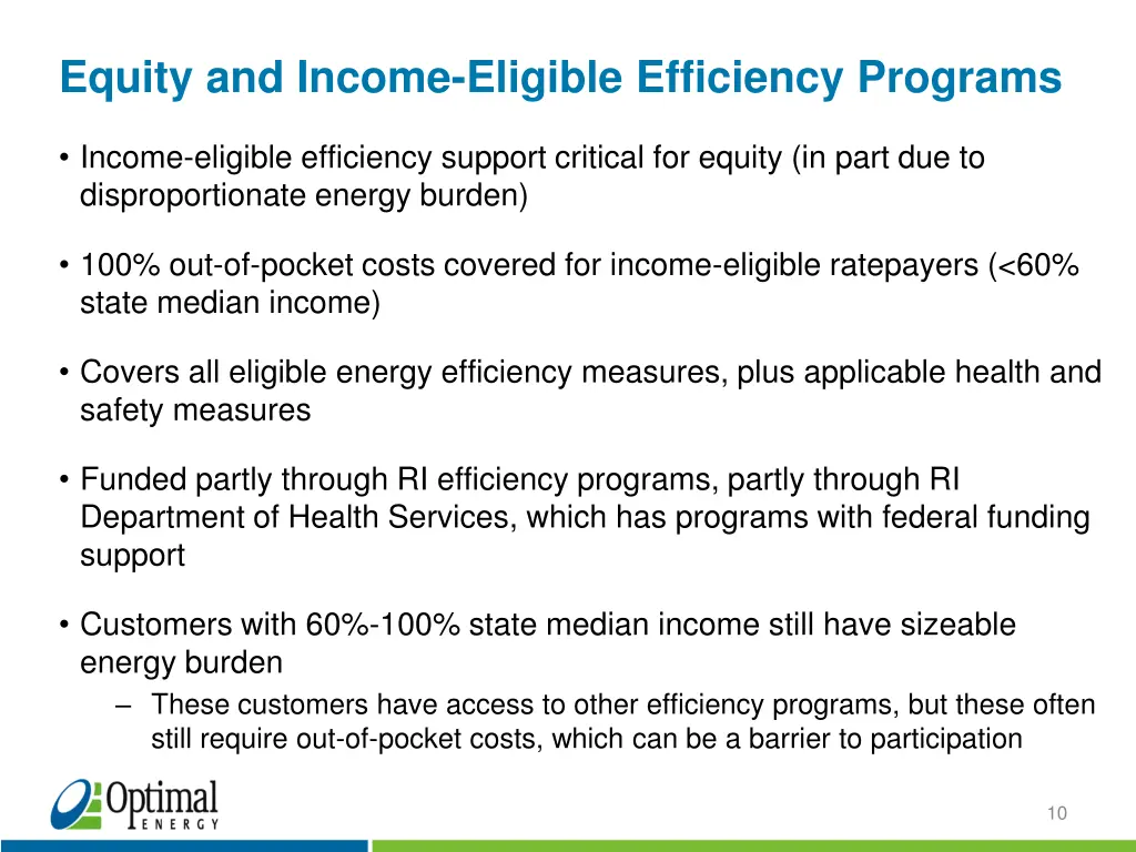 equity and income eligible efficiency programs
