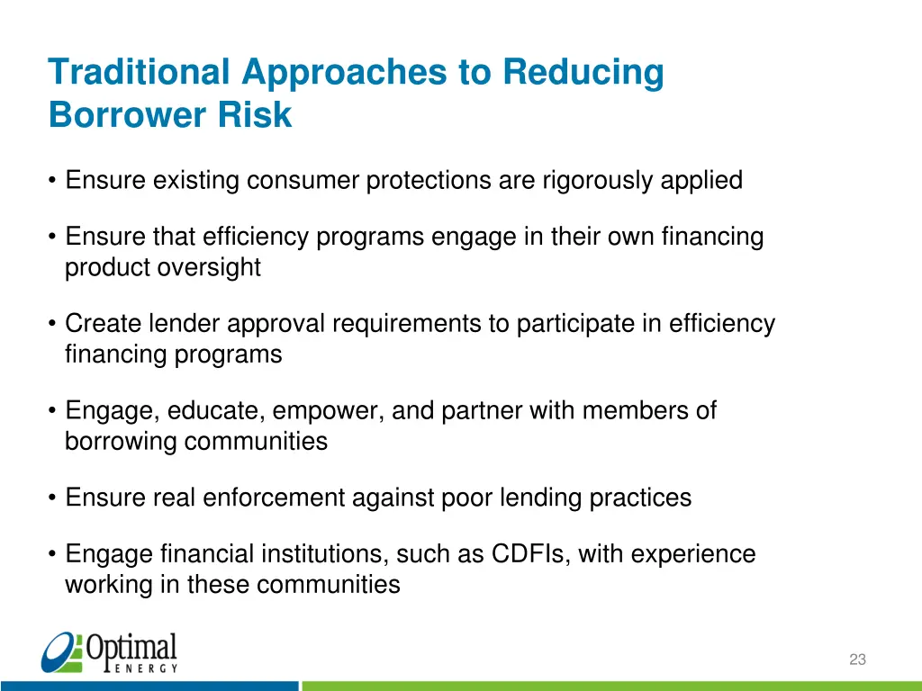 traditional approaches to reducing borrower risk