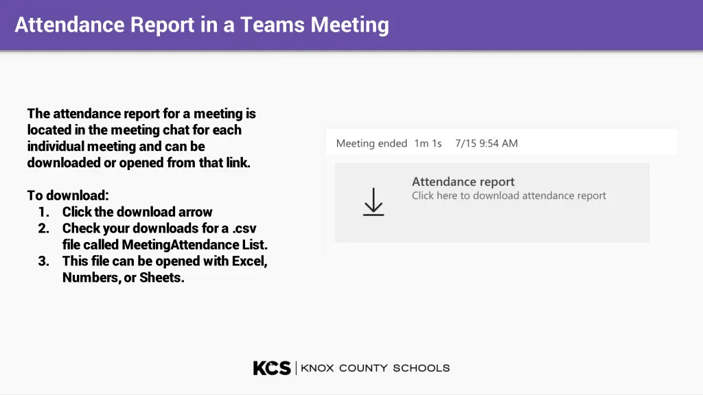 attendance report in a teams meeting