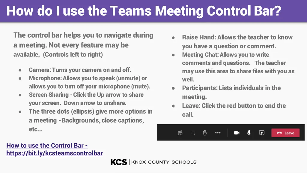 how do i use the teams meeting control bar