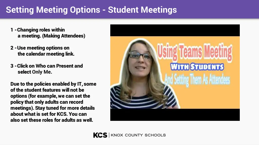 setting meeting options student meetings