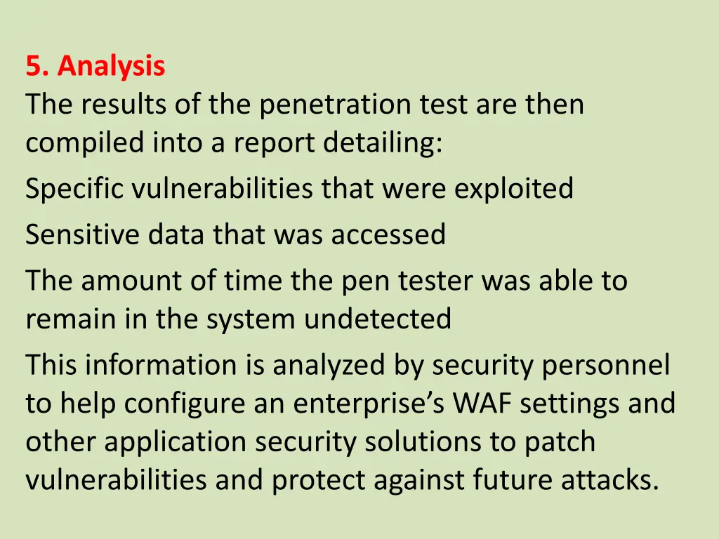 5 analysis the results of the penetration test