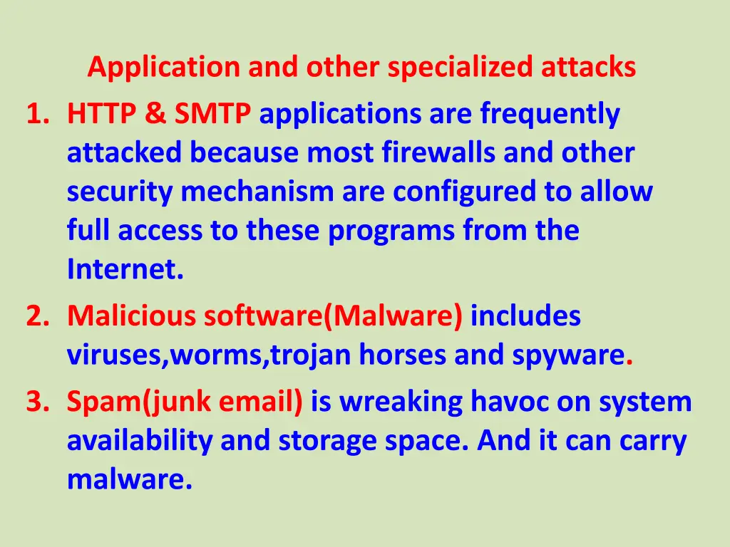 application and other specialized attacks 1 http