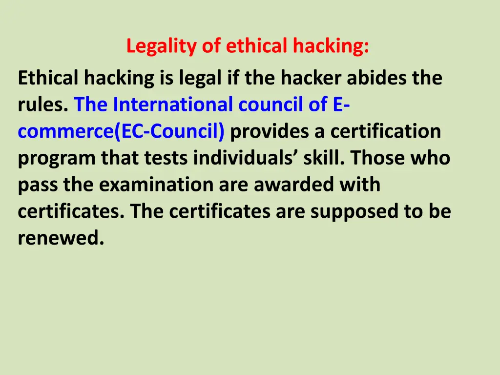legality of ethical hacking ethical hacking