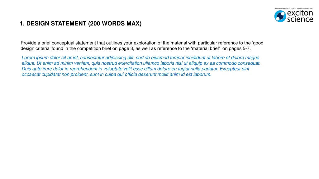 1 design statement 200 words max