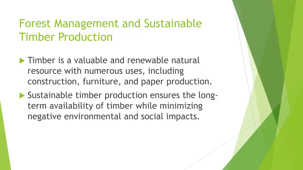 forest management and sustainable timber