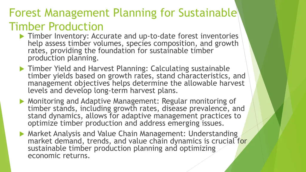 forest management planning for sustainable timber