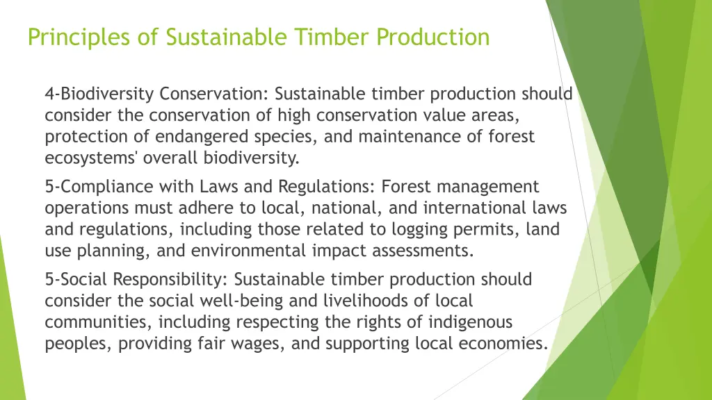principles of sustainable timber production 1