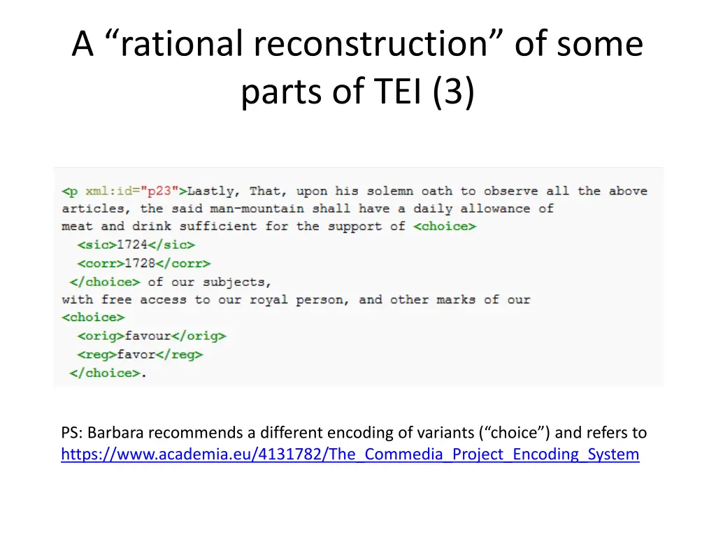 a rational reconstruction of some parts of tei 3