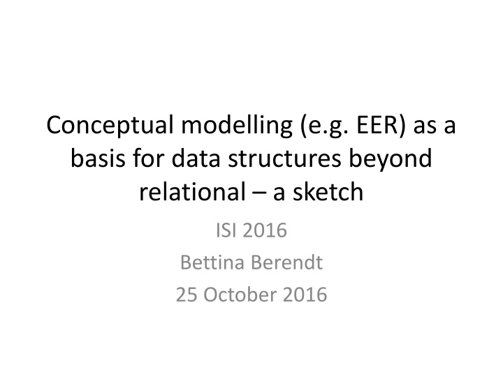 conceptual modelling e g eer as a basis for data