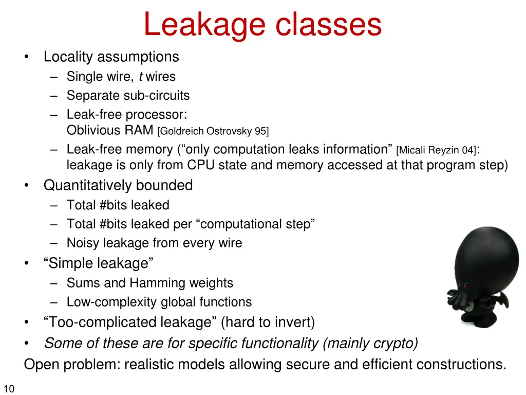 leakage classes locality assumptions single wire