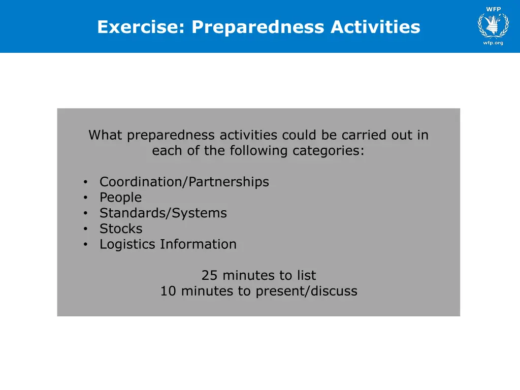 exercise preparedness activities