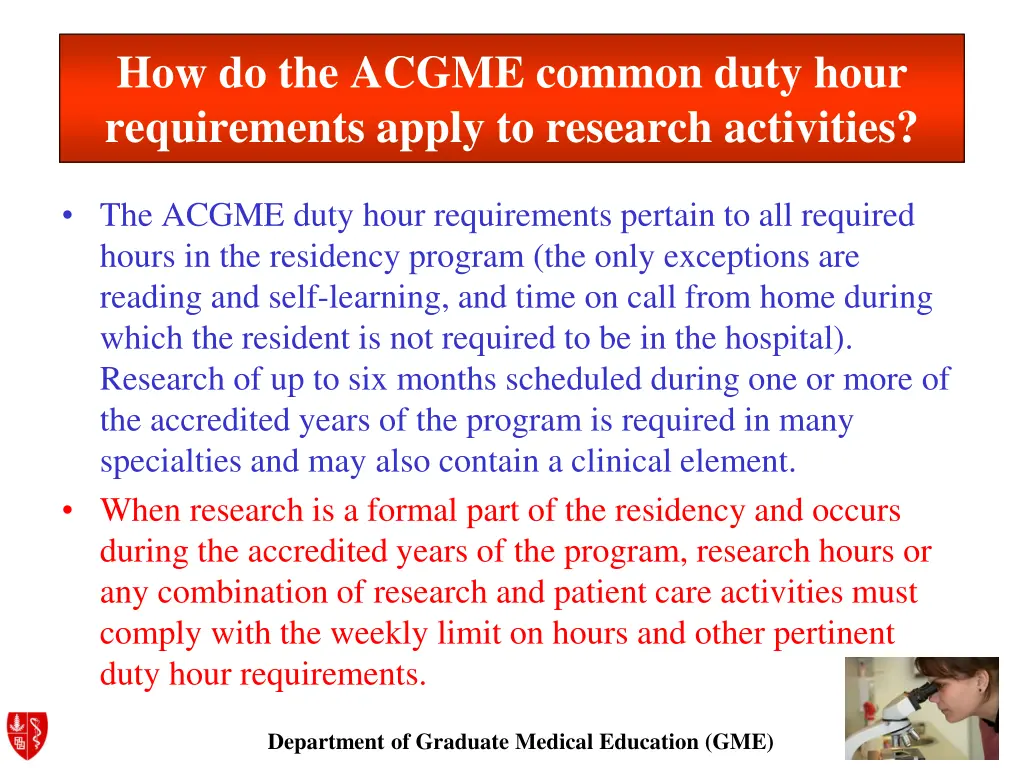 how do the acgme common duty hour requirements