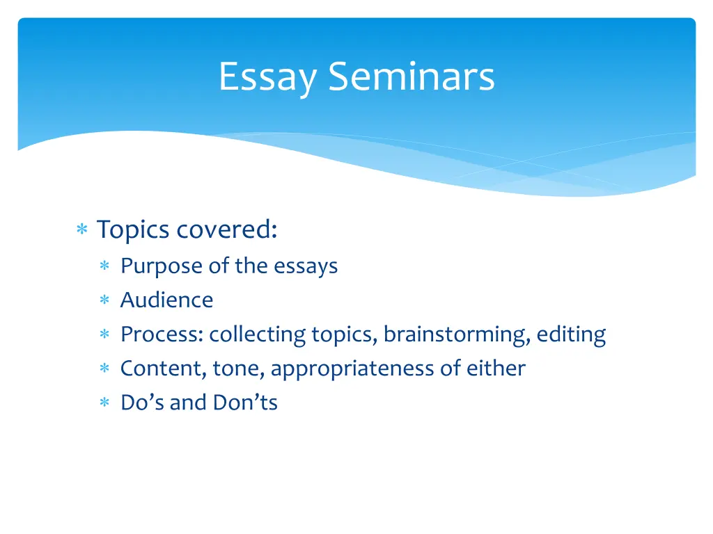 essay seminars 2