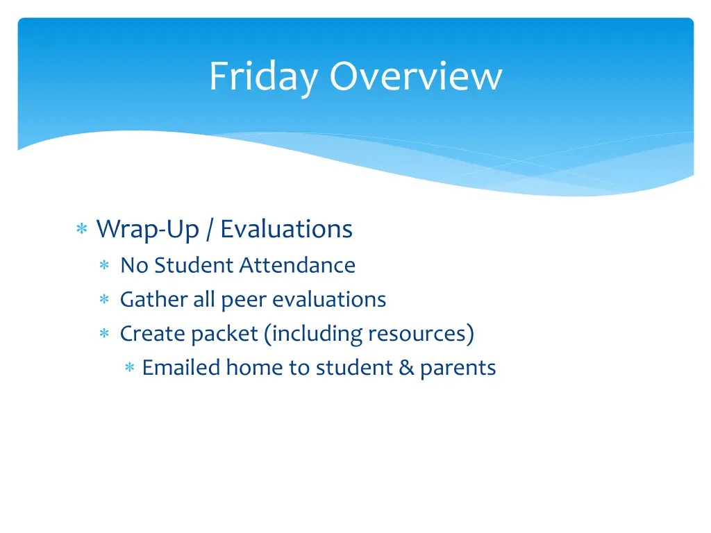 friday overview