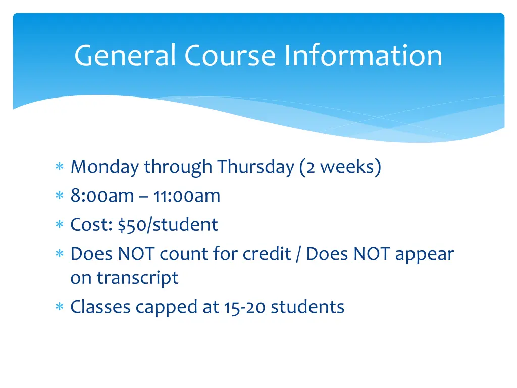 general course information