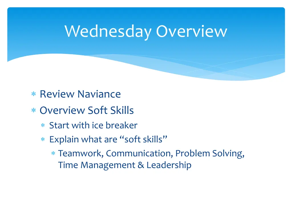wednesday overview