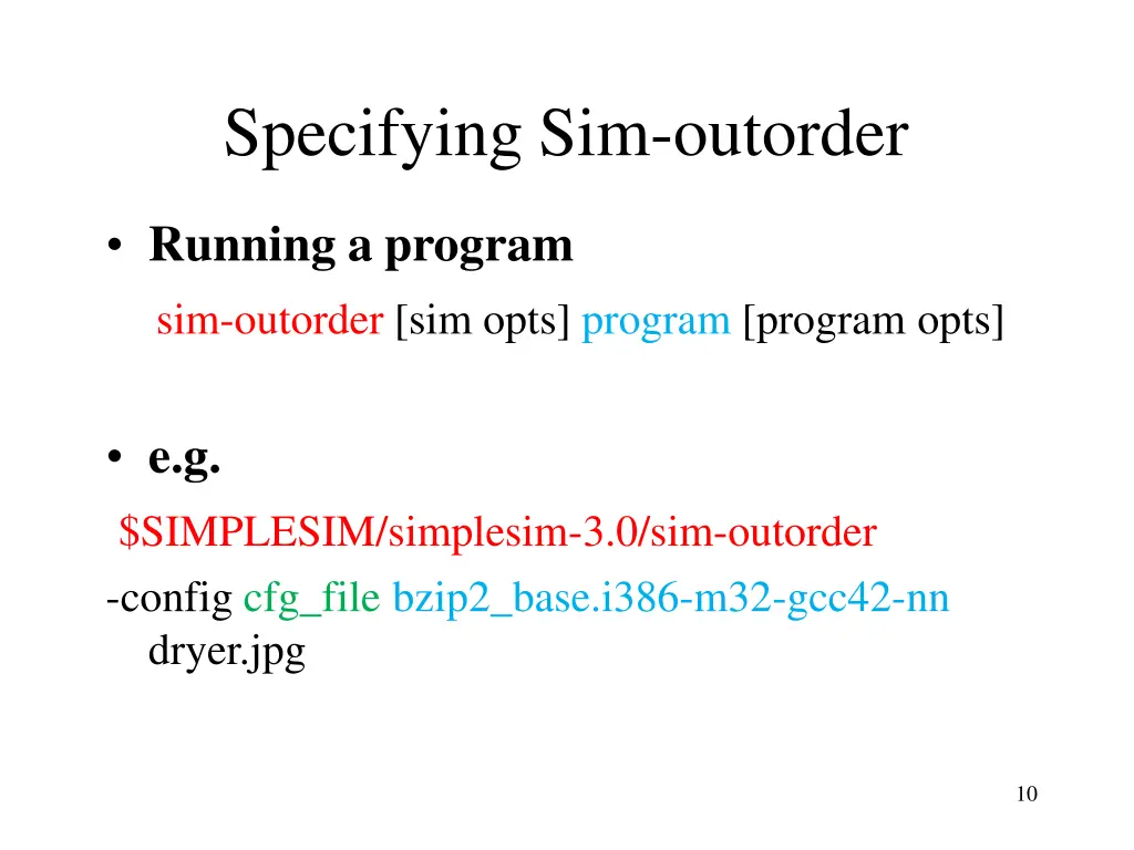 specifying sim outorder