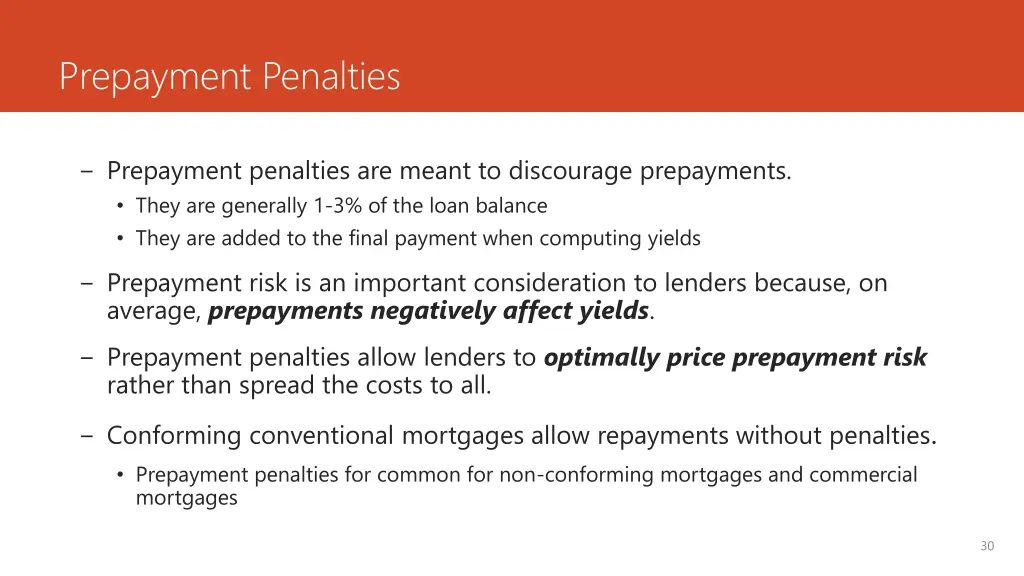 prepayment penalties