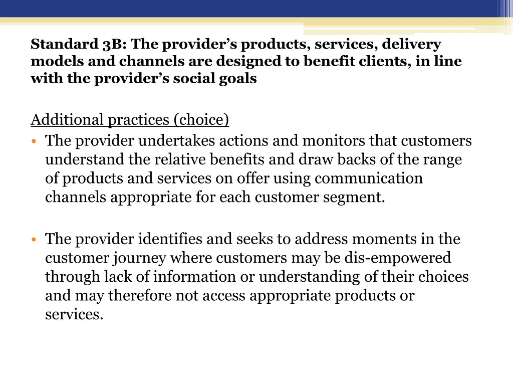 standard 3b the provider s products services