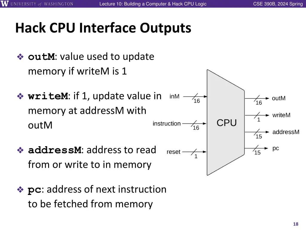 lecture 10 building a computer hack cpu logic 17