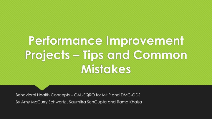 performance improvement projects tips and common