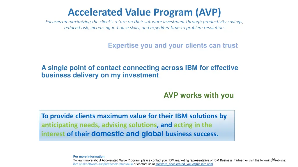 accelerated value program avp focuses