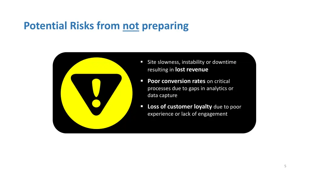 potential risks from not preparing