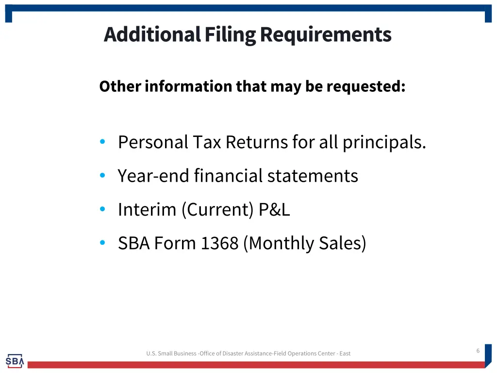 additional filing requirements