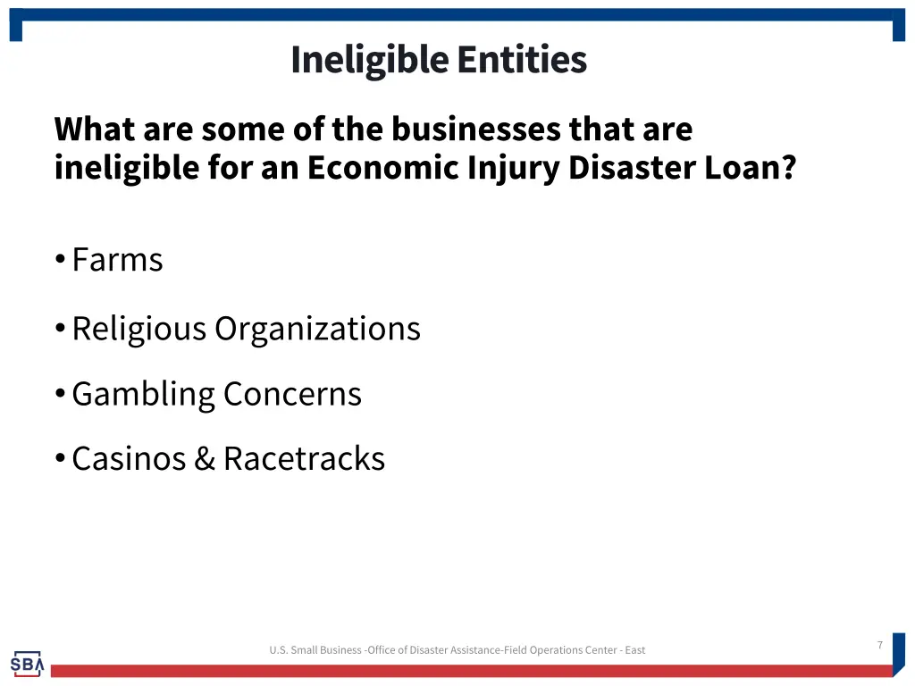 ineligible entities
