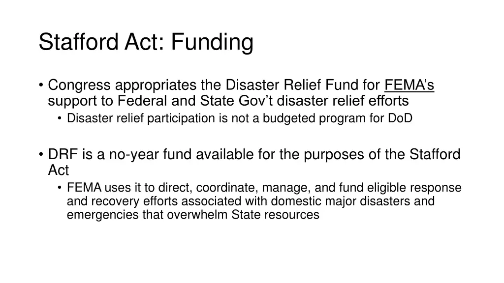 stafford act funding
