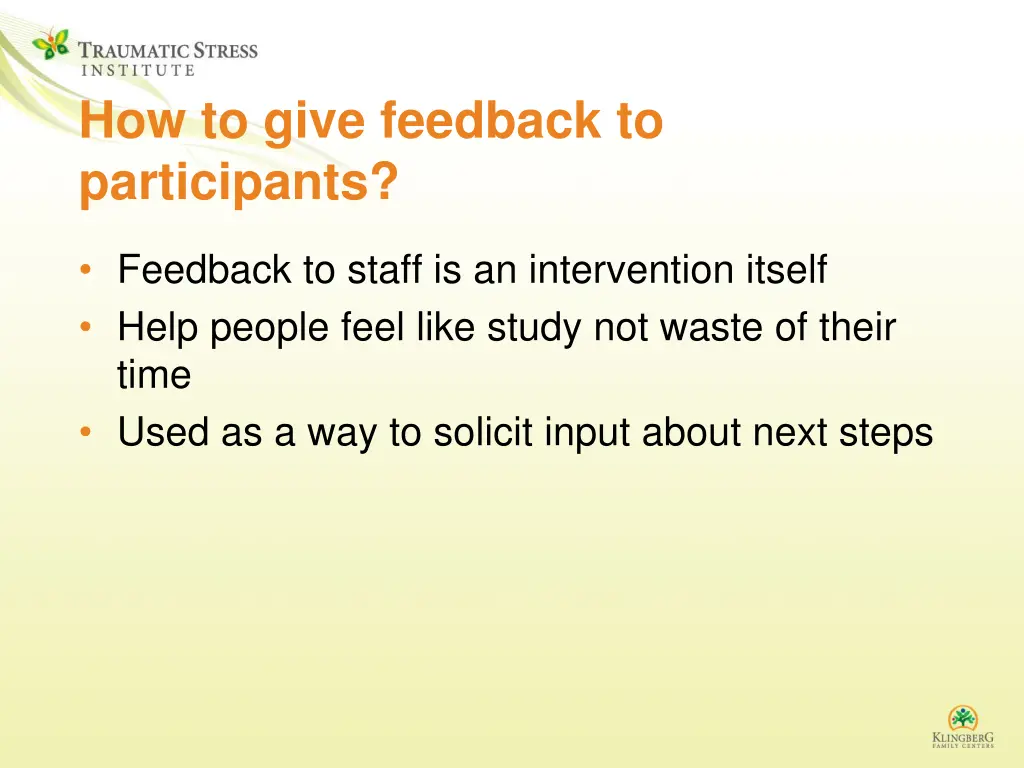 how to give feedback to participants