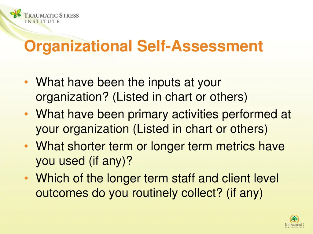 organizational self assessment