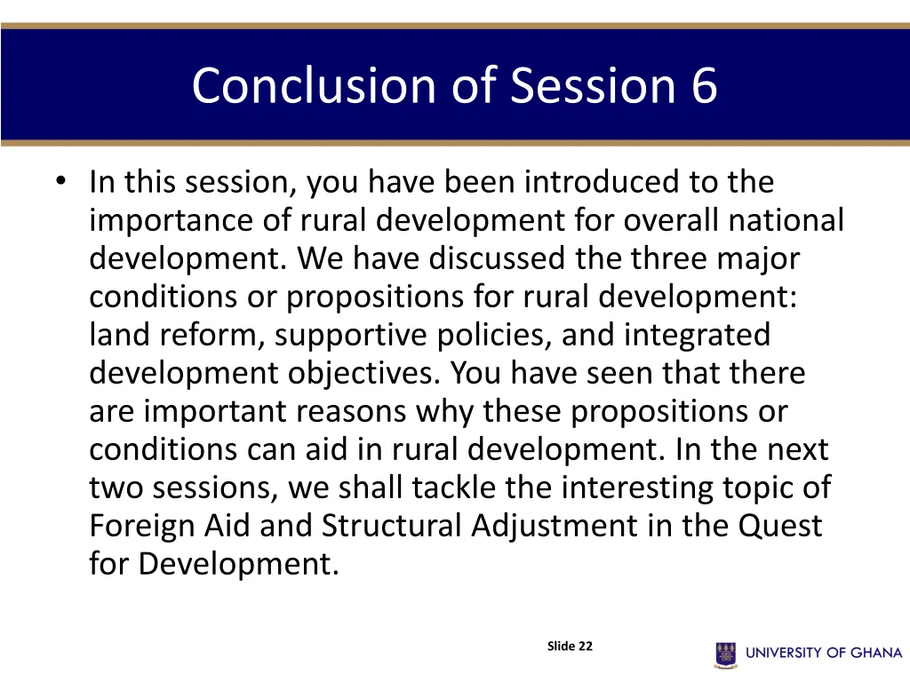 conclusion of session 6