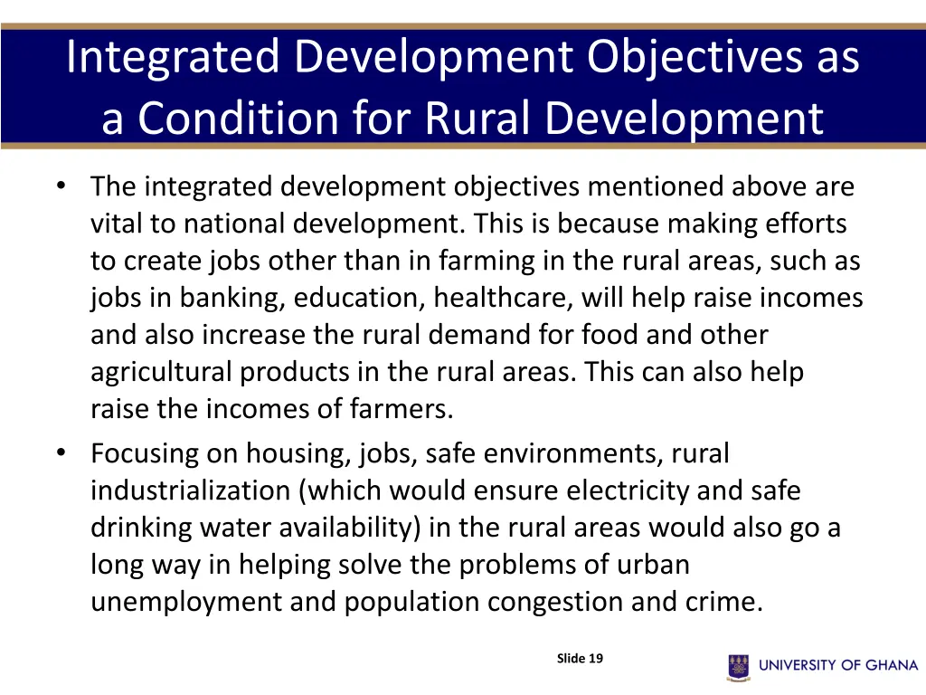 integrated development objectives as a condition 1