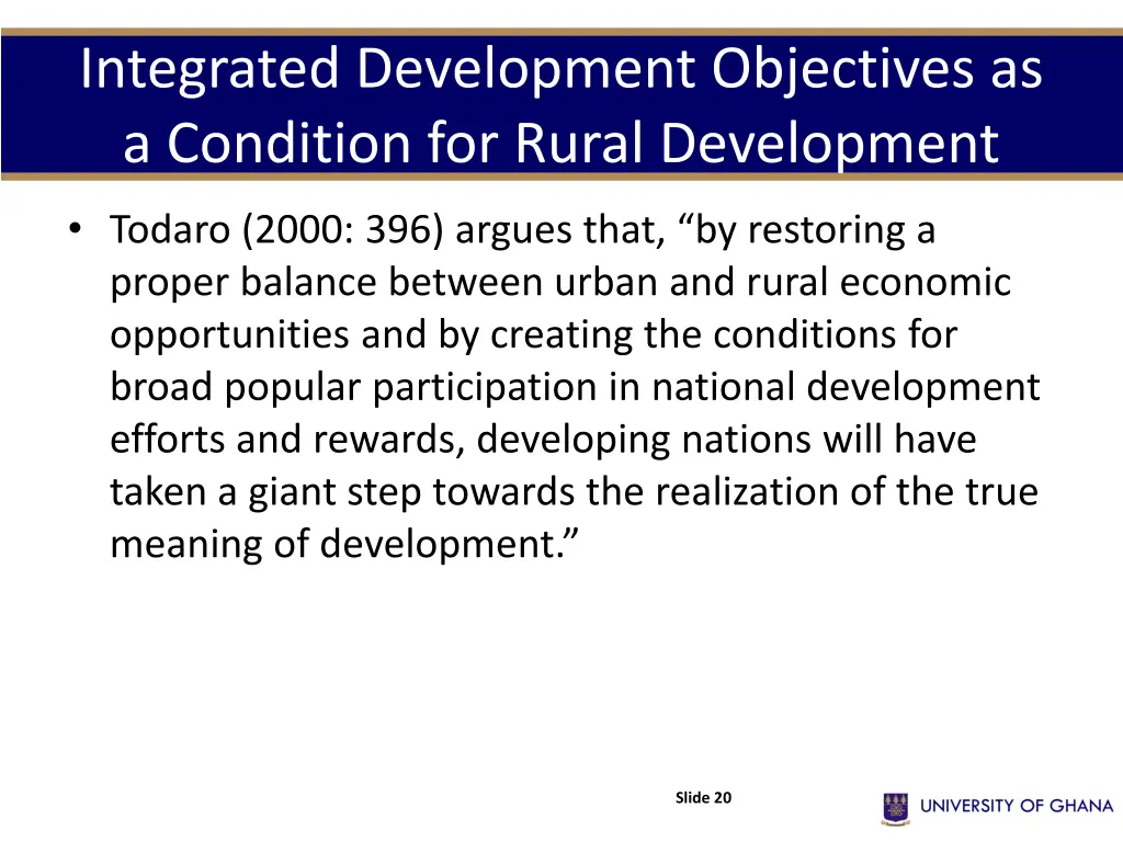 integrated development objectives as a condition 2