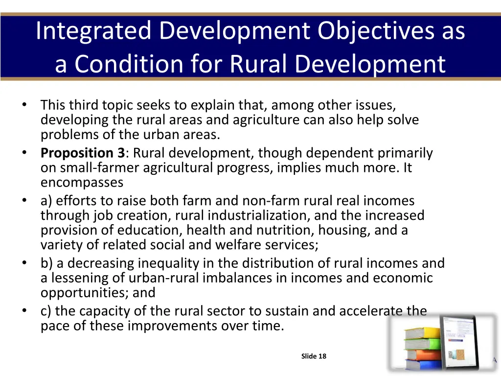 integrated development objectives as a condition