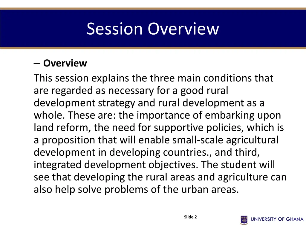 session overview