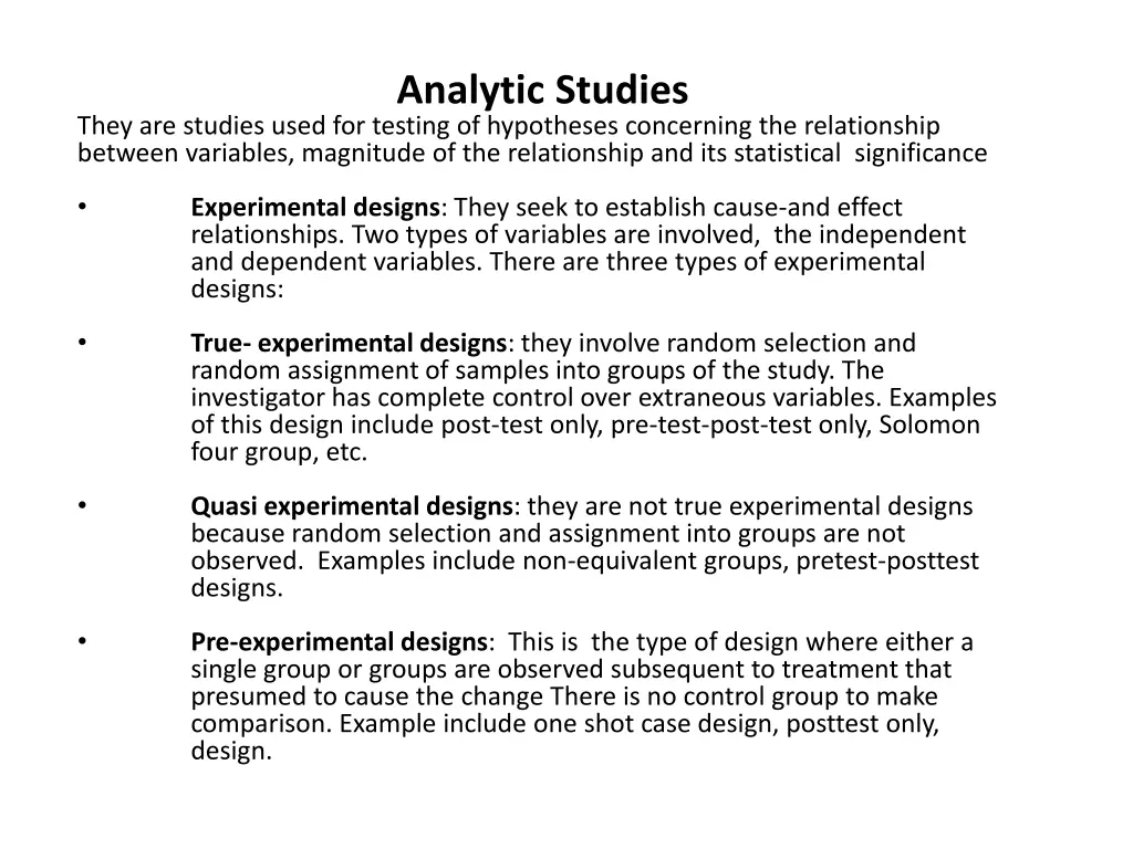 analytic studies