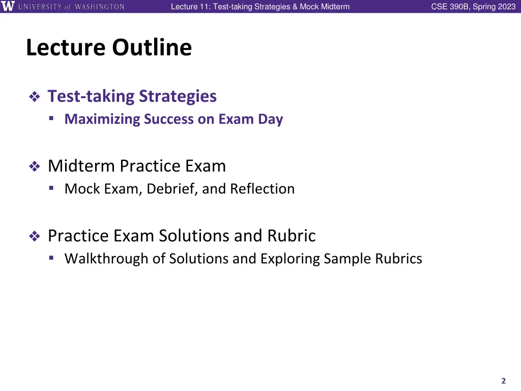 lecture 11 test taking strategies mock midterm 1