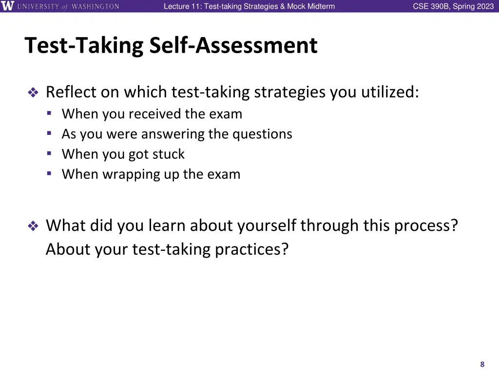 lecture 11 test taking strategies mock midterm 7