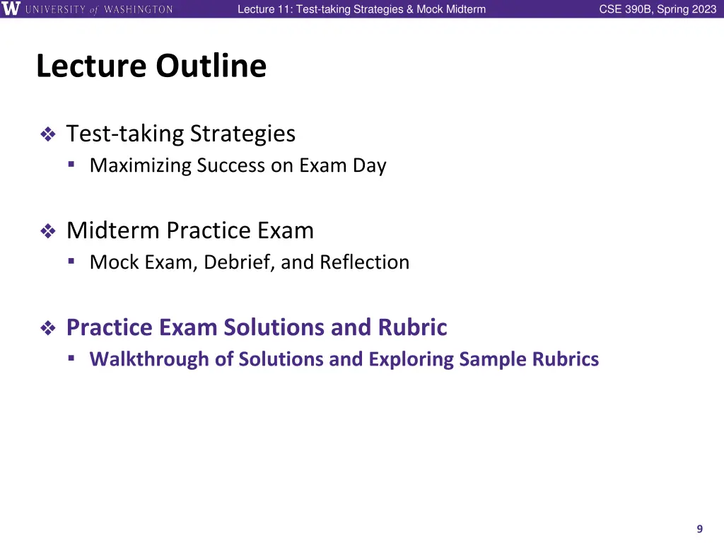 lecture 11 test taking strategies mock midterm 8