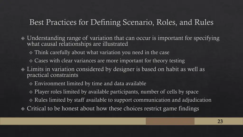 best practices for defining scenario roles