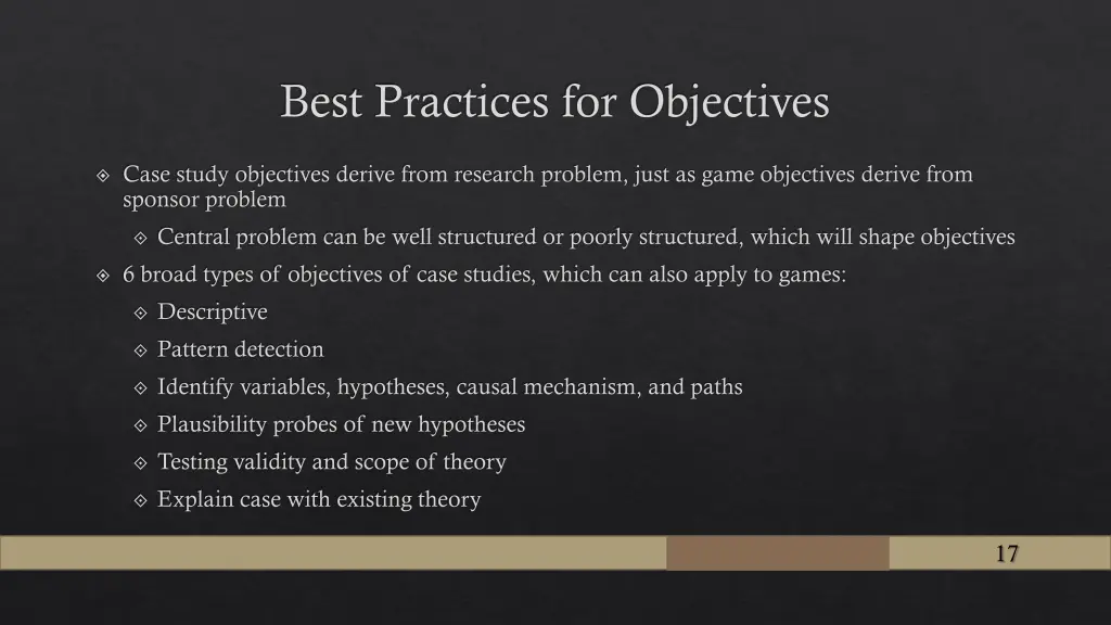 best practices for objectives