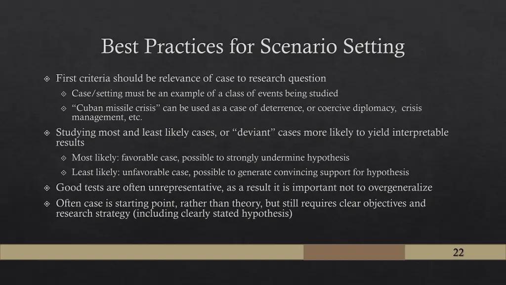 best practices for scenario setting