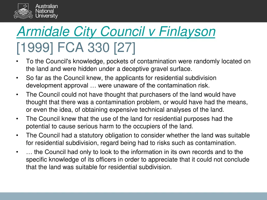 armidale city council v finlayson 1999
