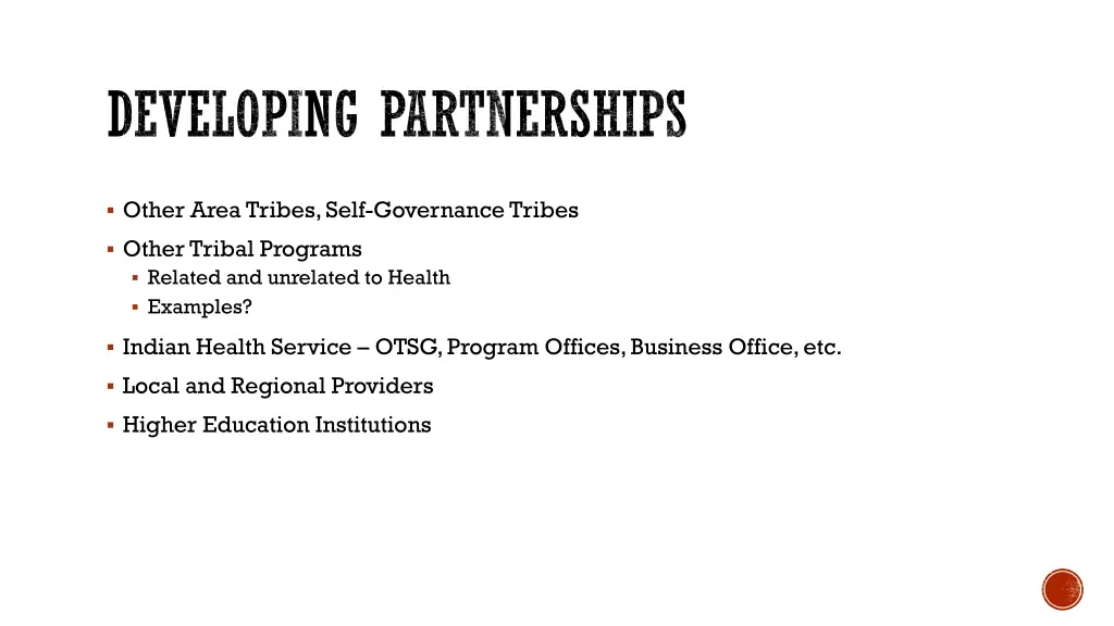 developing partnerships