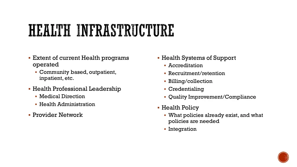 health infrastructure