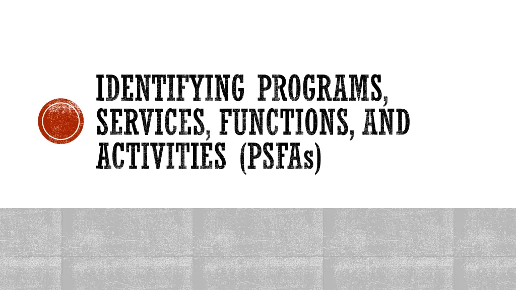 identifying programs services functions
