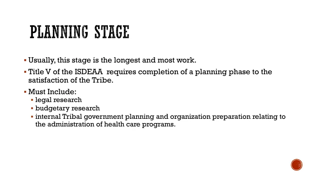 planning stage